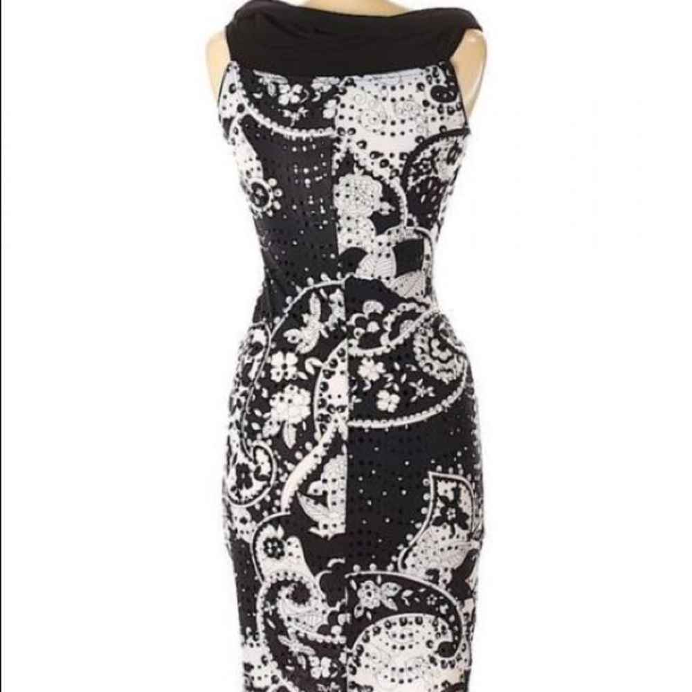 Birrin black and white sequin dress